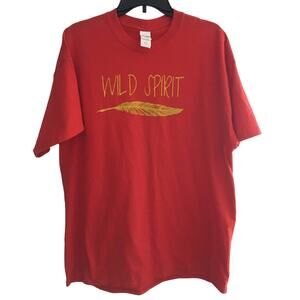 Gildan XL Red Short Sleeved T-shirt with Gold "Wild Spirit" lettering